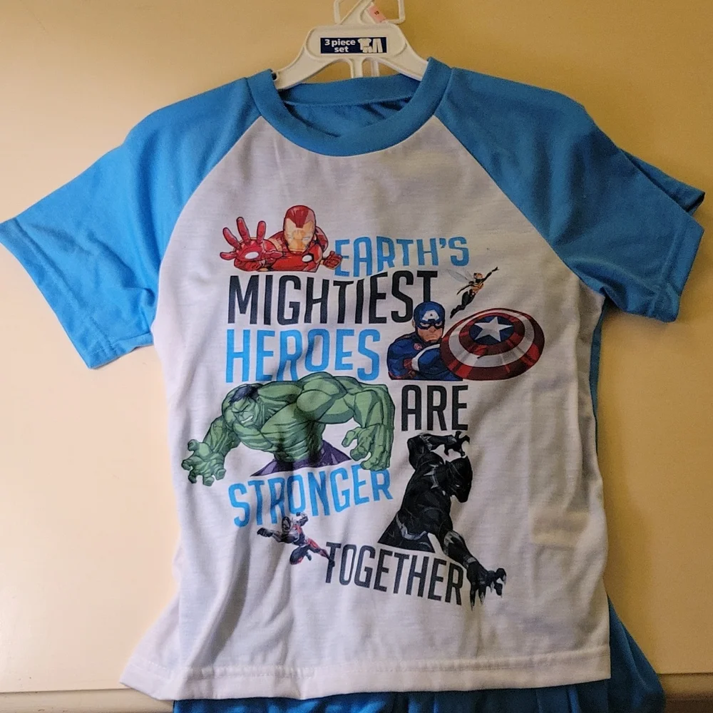 Marvel Avengers 3 Piece Boys Pajama Set, Size 10